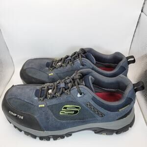 Skechers Work Bulklin Comp Toe Waterproof Shoes Mens 10.5 Navy Slip Resistant
